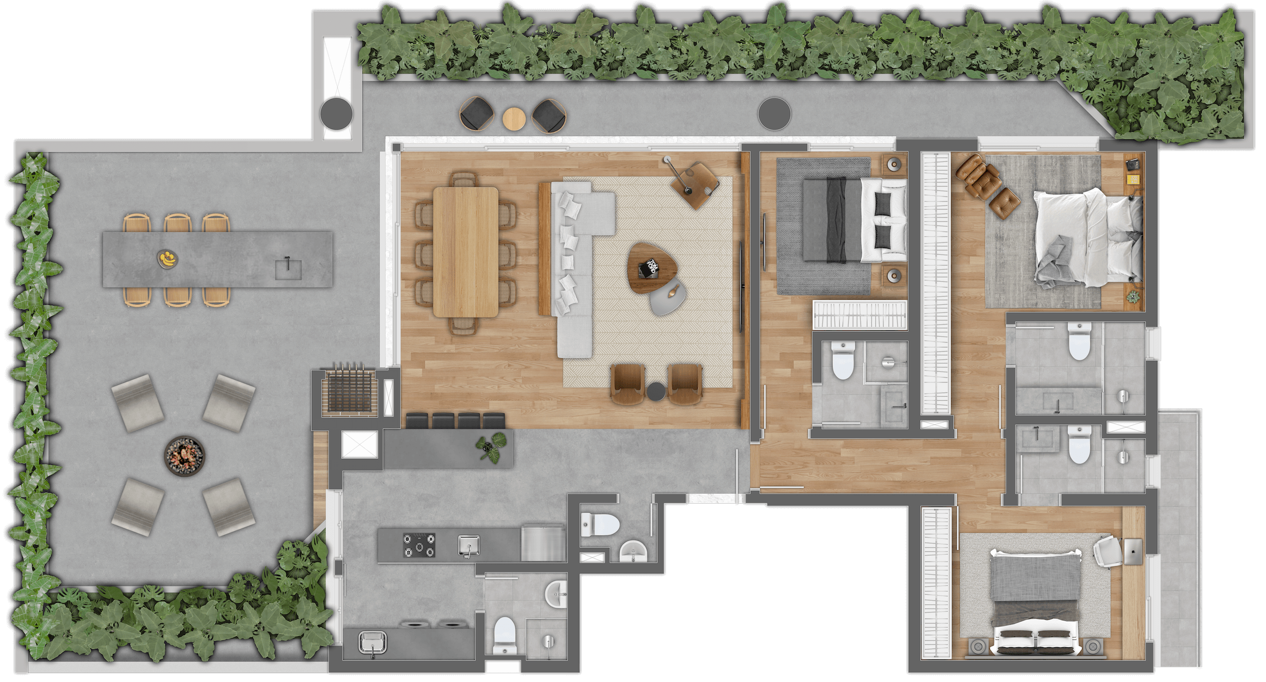 Faria Santos - Apartamento Garden 201 - 3 Suites - 200m²